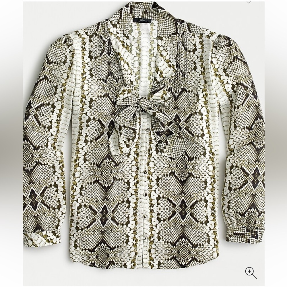 J. Crew Drapey Tie-neck Top In Snakeskin Print